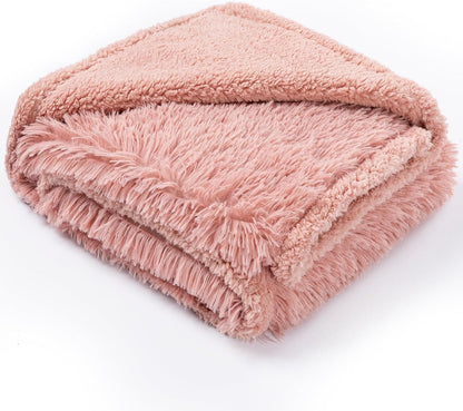 Dog Blanket Waterproof Fluffy Faux Fur Blanket Pet Blankets Liquid Pee Proof Throw Blanket for Couches Beds Sofa Reversible Furniture Protector Cover Cozy Washable 28"x20" Pink