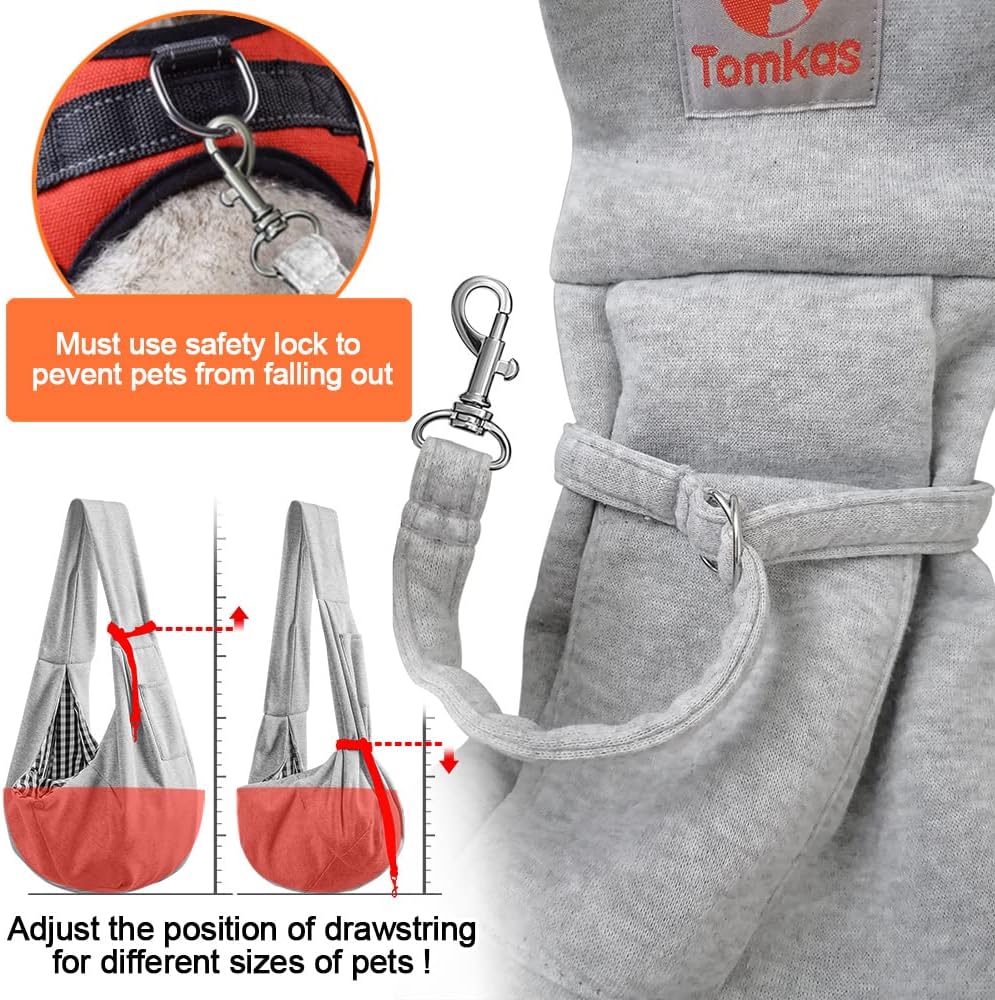 Tomkas Small Dog Sling Carrier - Classic Pocket Classic Strap - for 3-12 lbs Pets(Grey)