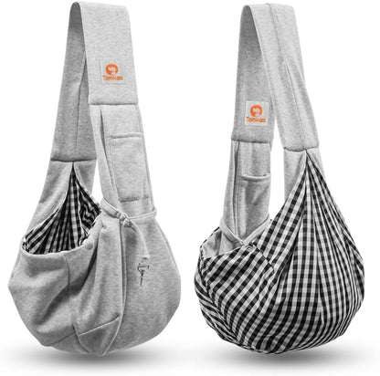 Tomkas Small Dog Sling Carrier - Classic Pocket Classic Strap - for 3-12 lbs Pets(Grey)