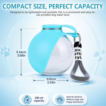 2Pcs Dog Water Bottle, 2 in 1 Portable Dog Water Bottle with Bowl, Portable Water Bottle for Small Dogs, Leak Proof Travel Dog Water Bottle for Walking Hiking (Blue and Pink)