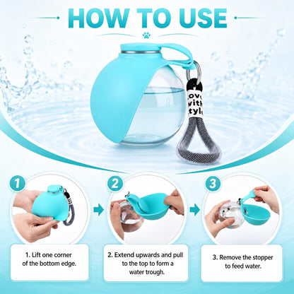 2Pcs Dog Water Bottle, 2 in 1 Portable Dog Water Bottle with Bowl, Portable Water Bottle for Small Dogs, Leak Proof Travel Dog Water Bottle for Walking Hiking (Blue and Pink)