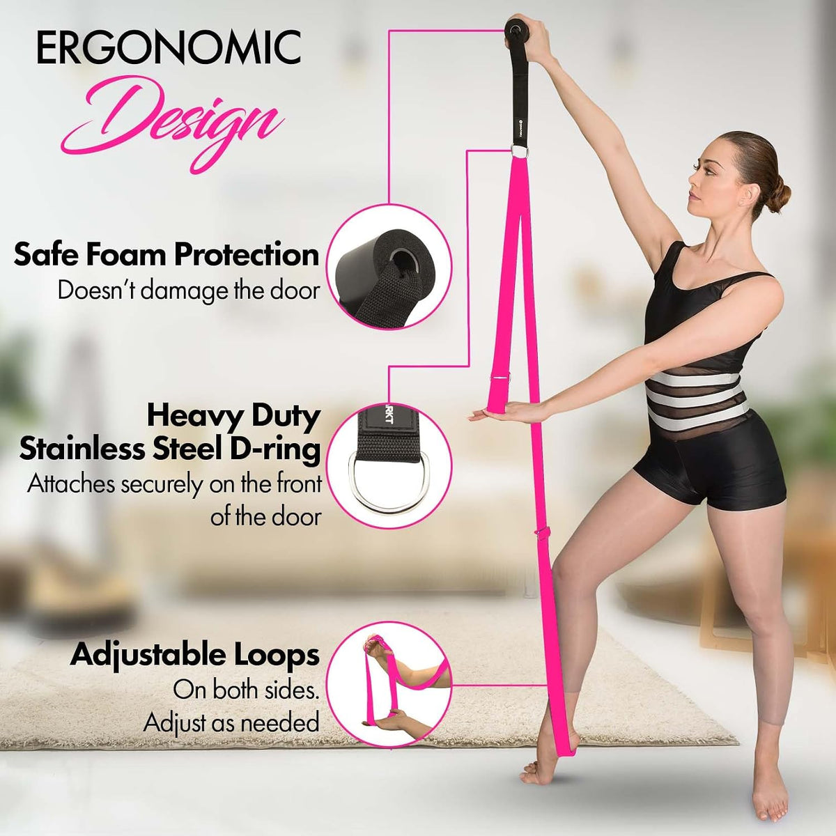 Stretching Strap with Door Anchor for Splits and Flexibility Training