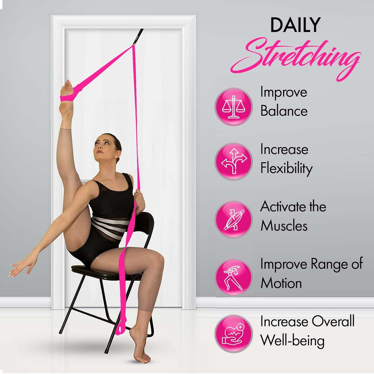 Stretching Strap with Door Anchor for Splits and Flexibility Training