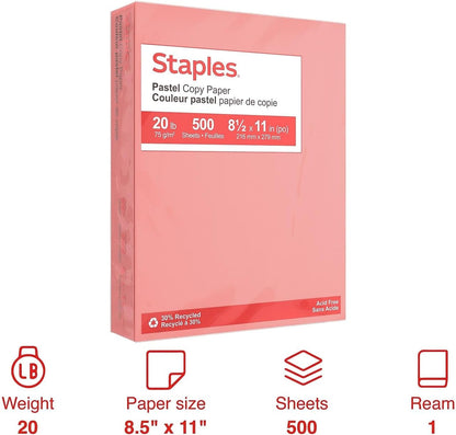 Pastel Colored Copy Paper, 8.5x11 Inch, Salmon, 500/Ream