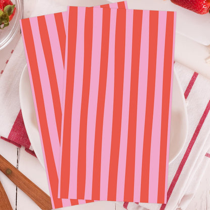 Stripe Paper Guest Towels Striped Pink and Red Napkins (50ct) Disposable Napkins Baby shower Napkin for Boy, Wedding Dinner, Dinner or Guest, 4.3 * 7.8''