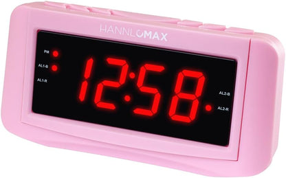 HX-117CR Alarm Clock Radio, 1.2" Red LED Display (Pink)
