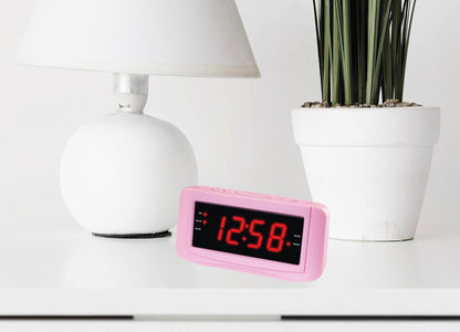 HX-117CR Alarm Clock Radio, 1.2" Red LED Display (Pink)