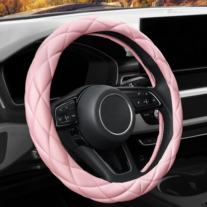 Soft Microfiber Leather Steering Wheel Cover, Universal 15 Inch for Women Girls, Fit Vehicles, Sedans, SUVs, Vans, Trucks - Light Pink