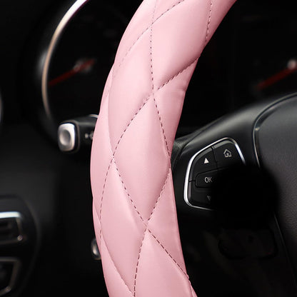 Soft Microfiber Leather Steering Wheel Cover, Universal 15 Inch for Women Girls, Fit Vehicles, Sedans, SUVs, Vans, Trucks - Light Pink