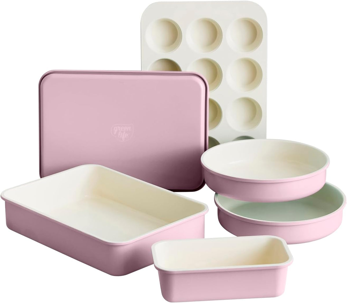 6 Piece Ceramic Nonstick Oven Bakeware Set, Pink