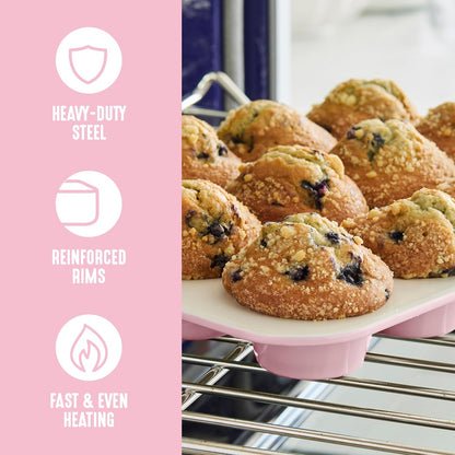 6 Piece Ceramic Nonstick Oven Bakeware Set, Pink
