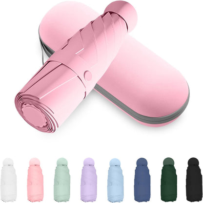 Mini Folding Umbrella, Small Pocket Compact Umbrella for Purse Wallet, UV Sun Rain Travel Umbrellas for Backpack, Portable Folding Umbrellas for Women