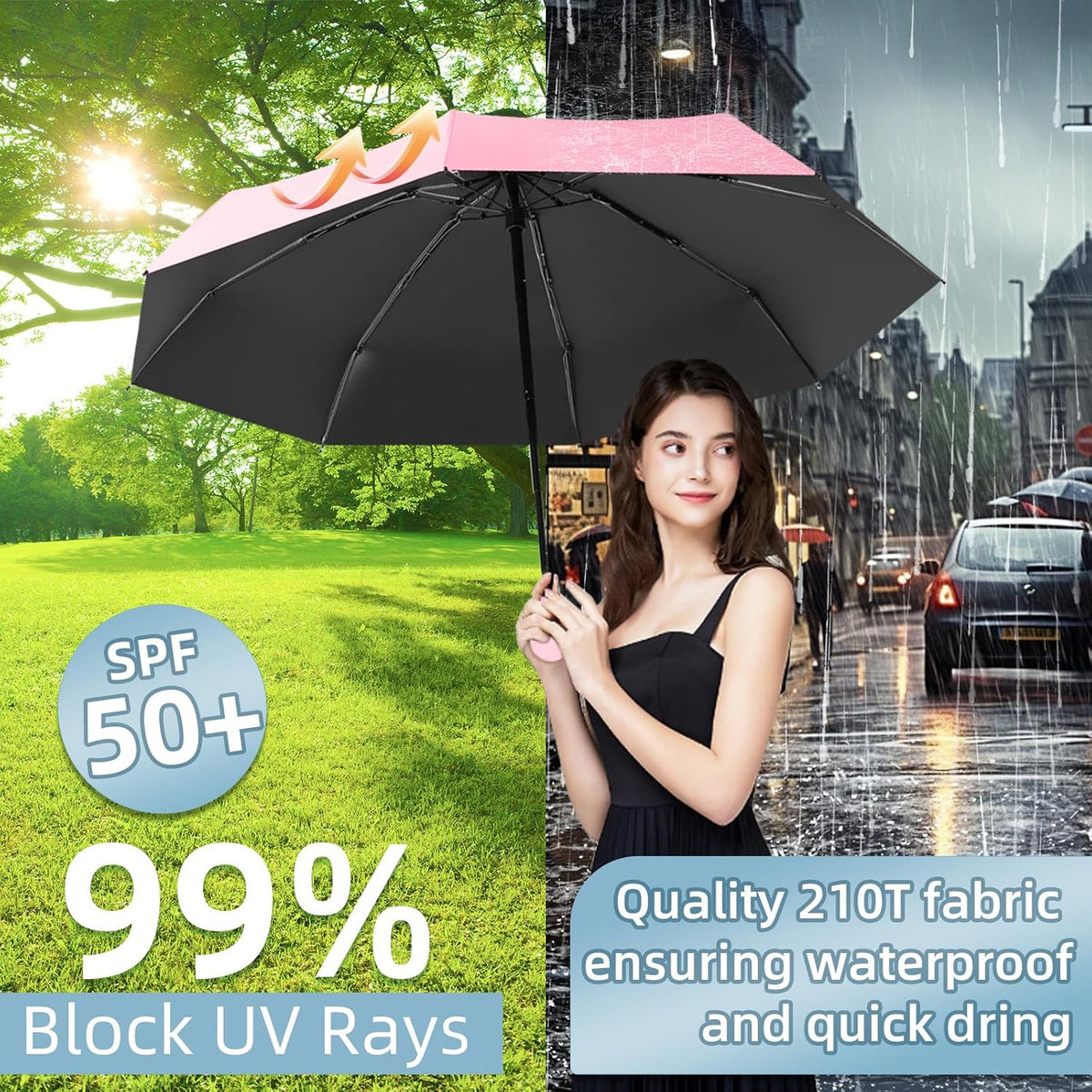 Mini Folding Umbrella, Small Pocket Compact Umbrella for Purse Wallet, UV Sun Rain Travel Umbrellas for Backpack, Portable Folding Umbrellas for Women