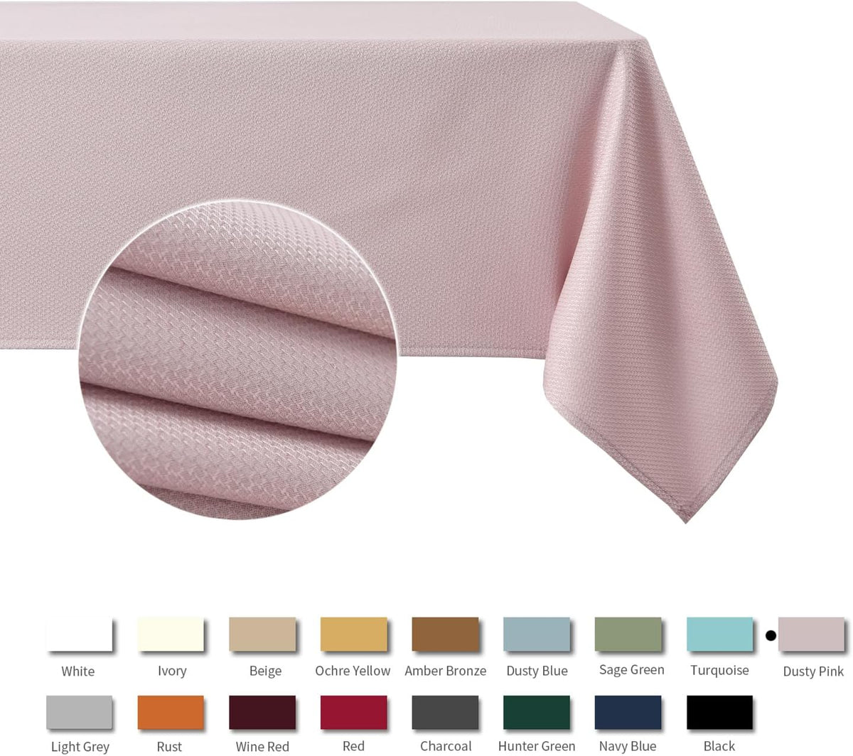 Rectangle Textured Tablecloth Waterproof Spillproof Wrinkle Free Table Cloth, Kitchen Dinning Tabletop Decoration, Fabric Table Cover for Outdoor and Indoor Use, 52 x 70 Inch, Dusty Pink