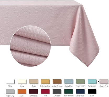Rectangle Textured Tablecloth Waterproof Spillproof Wrinkle Free Table Cloth, Kitchen Dinning Tabletop Decoration, Fabric Table Cover for Outdoor and Indoor Use, 52 x 70 Inch, Dusty Pink