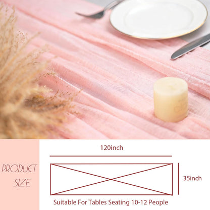 Cheesecloth Table Runner Dusty Pink 120 Inch Rustic Boho Cheese Cloth Runner for Holiday Wedding Home Decor Baby Centerpiece Party Shower Bridal Decoration