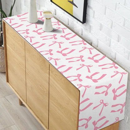 Pink Bow Table Runner for Birthday Bridal Baby Shower Party Decorations Kitchen Dining Home Decor (Pink, 13" x 72")