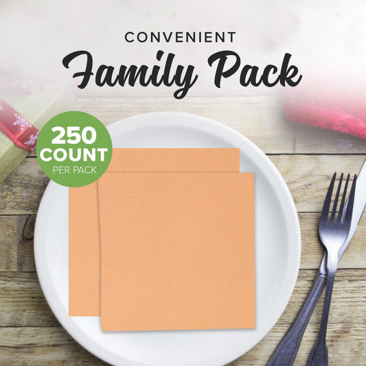 SimuLinen Peach, Apricot Beverage Napkins - Soft Linen-Feel Disposable Cocktail Napkins, Absorbent with Cloth-Like Texture - Pack of 250