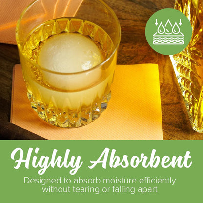 SimuLinen Peach, Apricot Beverage Napkins - Soft Linen-Feel Disposable Cocktail Napkins, Absorbent with Cloth-Like Texture - Pack of 250