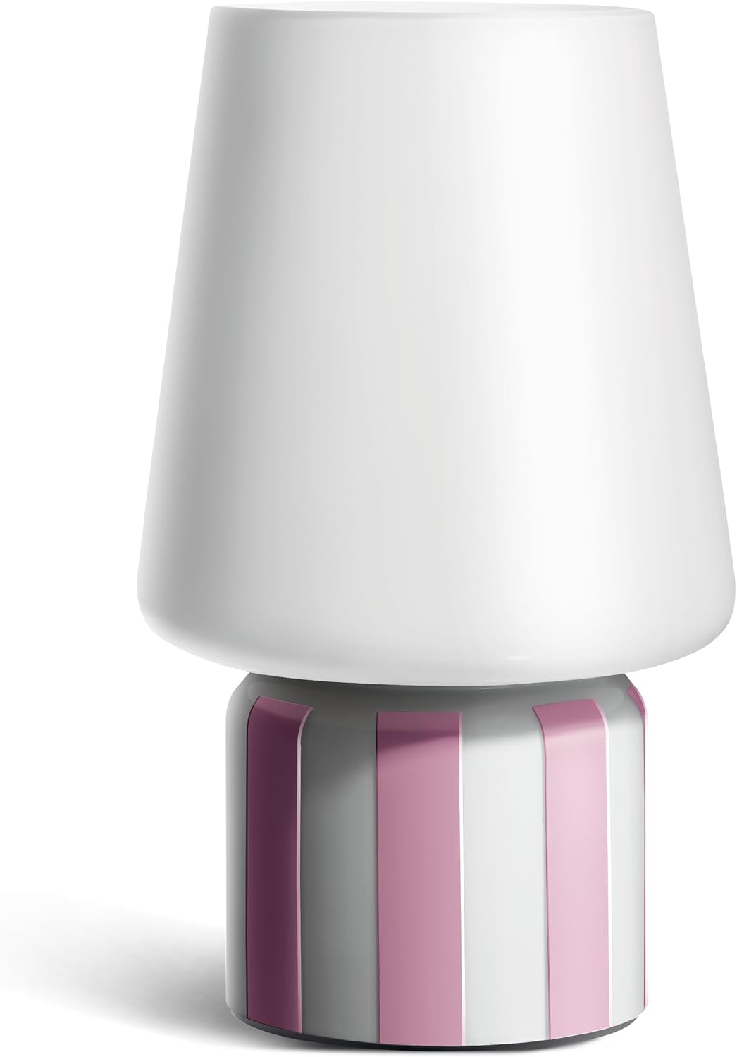 Glass LED Lamp – Warm White Light, Battery Operated (3AA) – Elegant Home Décor, Pink Stripe