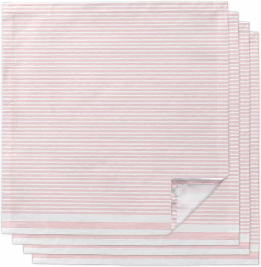 Farmhouse Pink White Striped Cloth Napkins Set of 4 Reusable Dinner Napkins, Modern Stripes Cocktail Napkin Washable Table Napkins for Wedding/Holiday Party/Baby Shower 20"x20"