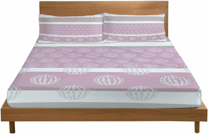 Farm Fruits California King Fitted Sheet Set,Watermelon Lemons Peach Pink Grey Striped Soft Deep Pocket up to 16"-Easy Fit Bed Sheets with Elastic Strap,Micorfiber Bedding Set with Pillowcase