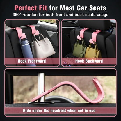 4-Pack Car Headrest Hooks Holds 55lbs Seat Storage Organizer for Bags