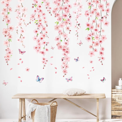 Cherry Blossom Wall Decal for Girl Room, Pink Flower Wall Sticker
