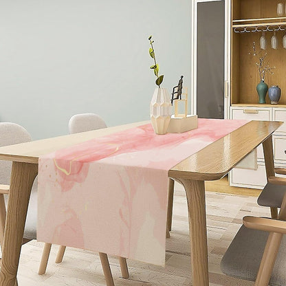 Marble Table Runner Pink Gold Texture Pattern Table Runner Table Cloth Decoration Dresser Garden Farmhouse Wedding Party Vacation Dinner Home 13x36 inches