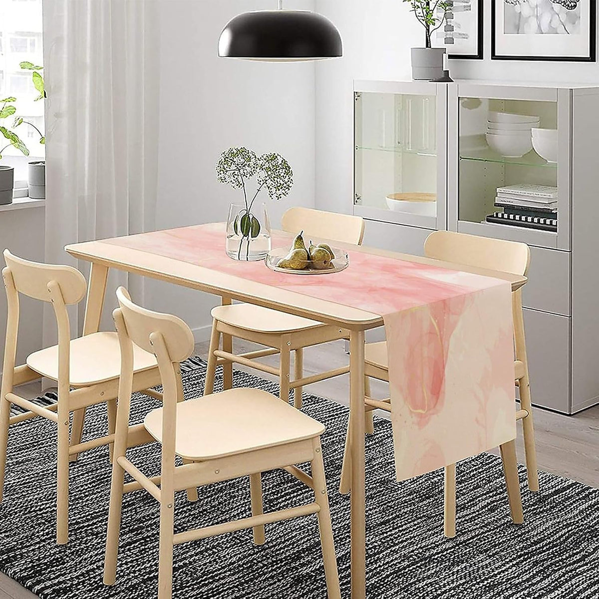 Marble Table Runner Pink Gold Texture Pattern Table Runner Table Cloth Decoration Dresser Garden Farmhouse Wedding Party Vacation Dinner Home 13x36 inches