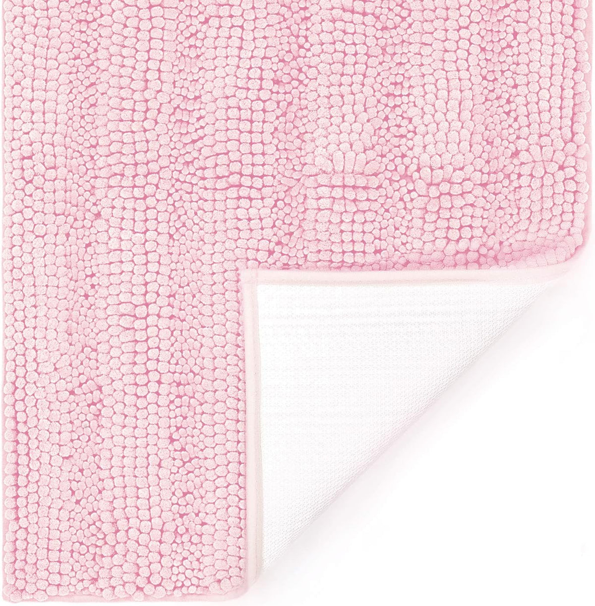Striped Chenille Bathroom Rugs and Mats Sets, Ultra Soft Chenille Microfiber, Absorbent Non-Slip Machine Washable Bath Rugs, Bath Mat for Bathroom, Shower Mat & Tub, 21"x30", Light Pink