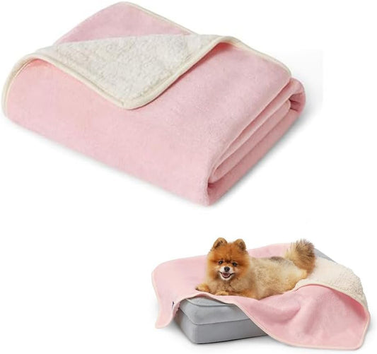 Waterproof Dog Blanket, Urine Resistant Pet Blanket for Sofa Bed, Double Sided Waterproof Blanket for Small and Medium Dogs, Cat Blanket, Washable Fleece Blanket (Pink) (31x47in)