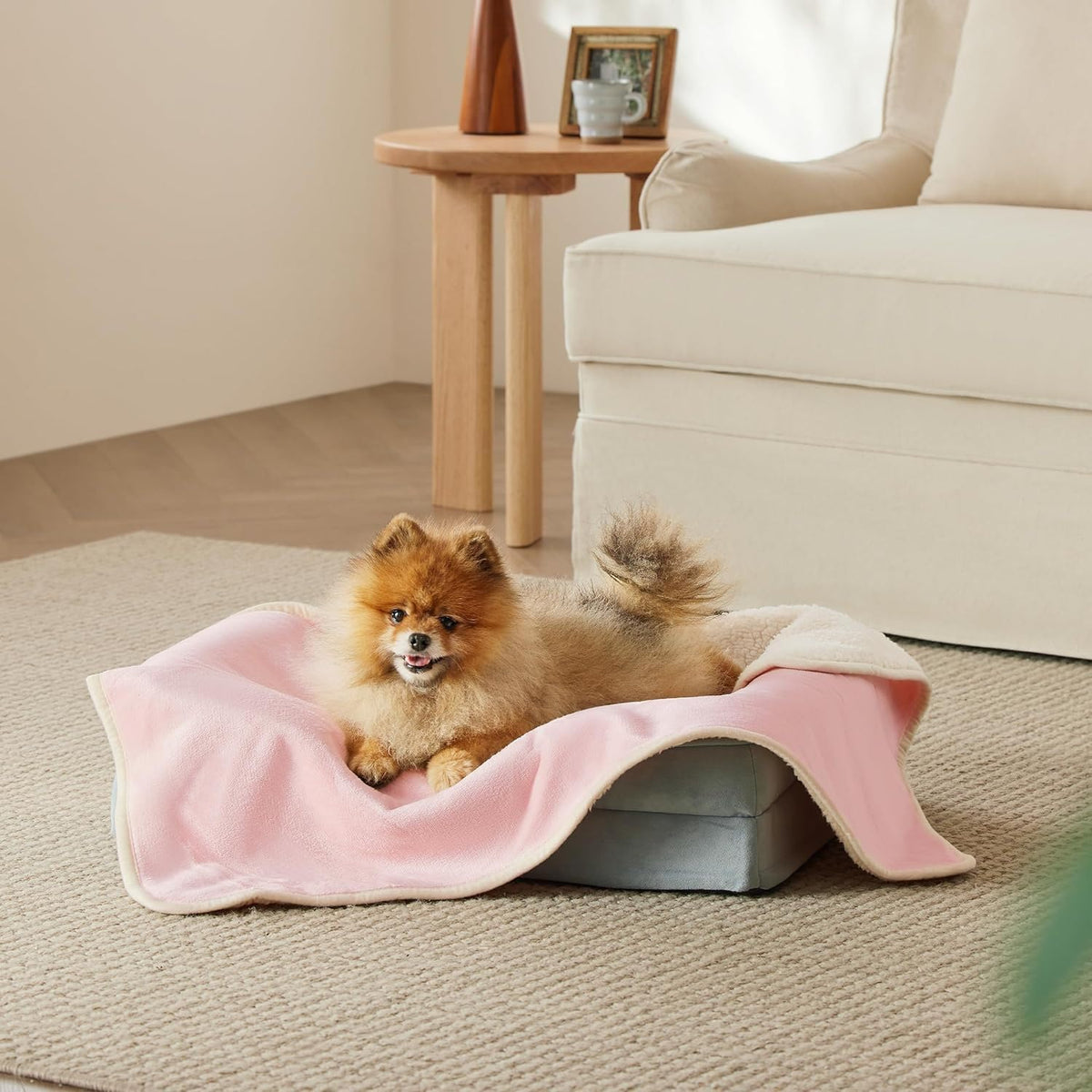 Waterproof Dog Blanket, Urine Resistant Pet Blanket for Sofa Bed, Double Sided Waterproof Blanket for Small and Medium Dogs, Cat Blanket, Washable Fleece Blanket (Pink) (31x47in)
