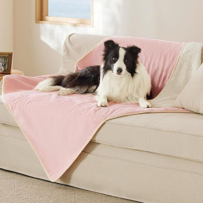 Waterproof Dog Blanket, Urine Resistant Pet Blanket for Sofa Bed, Double Sided Waterproof Blanket for Small and Medium Dogs, Cat Blanket, Washable Fleece Blanket (Pink) (31x47in)