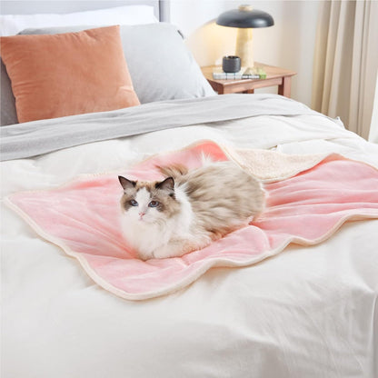 Waterproof Dog Blanket, Urine Resistant Pet Blanket for Sofa Bed, Double Sided Waterproof Blanket for Small and Medium Dogs, Cat Blanket, Washable Fleece Blanket (Pink) (31x47in)
