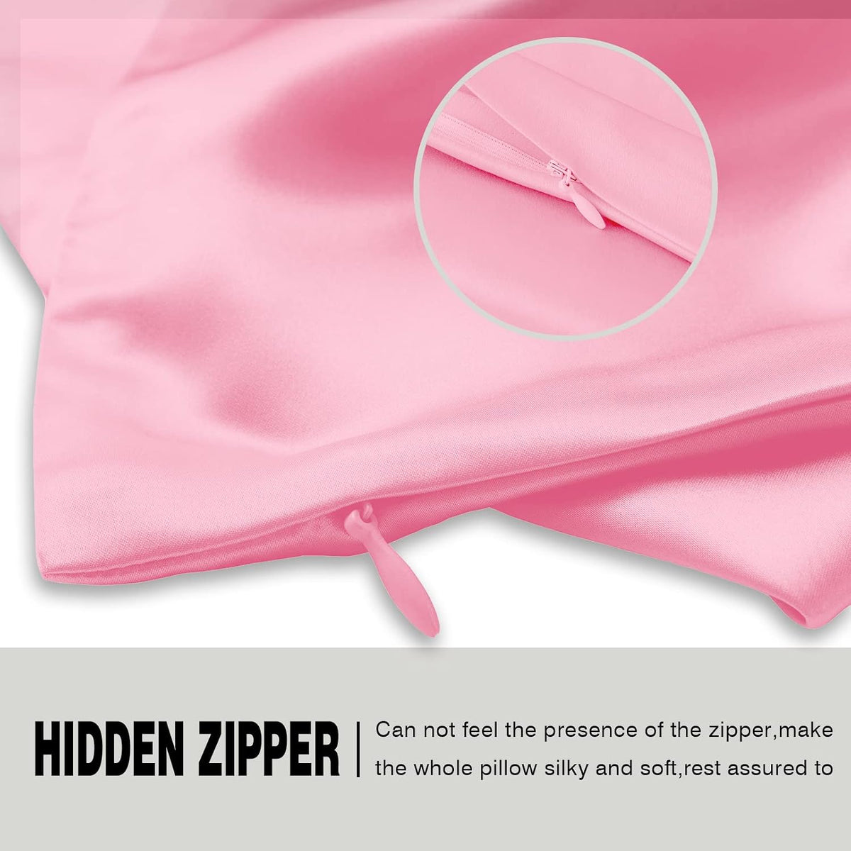 Mulberry Silk Pillowcase for Hair and Skin Standard Size 20"X 26" Pillow Case with Hidden Zipper Soft Breathable Smooth Cooling Silk Pillow Covers for Sleeping (Pink,Standard,1Pcs)
