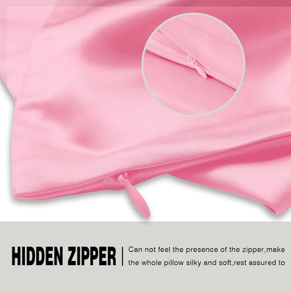 Mulberry Silk Pillowcase for Hair and Skin Standard Size 20"X 26" Pillow Case with Hidden Zipper Soft Breathable Smooth Cooling Silk Pillow Covers for Sleeping (Pink,Standard,1Pcs)