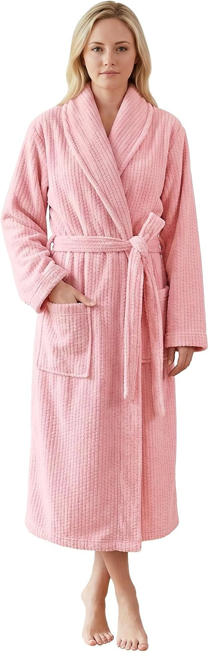 Women's Shawl Collar Bathrobe, Soft Long Towel Robes for Women - Super Absorbent Quick Dry yet Warm