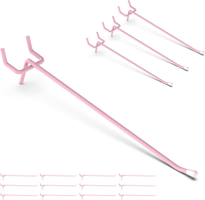 50 Pack 6 Inch Pink Pegboard Hooks with Rubber Tips