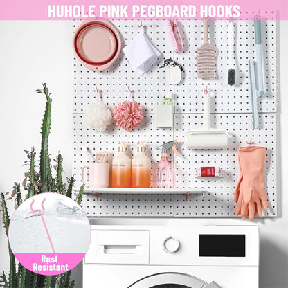 50 Pack 6 Inch Pink Pegboard Hooks with Rubber Tips