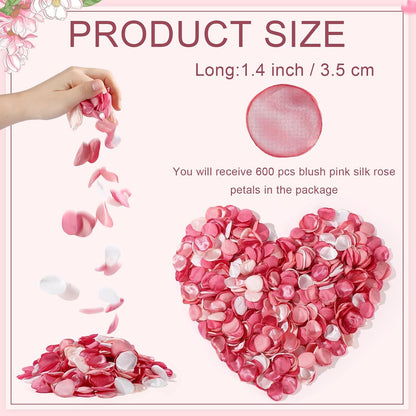 600 Pcs Pink Series Artificial Rose Flower Petals