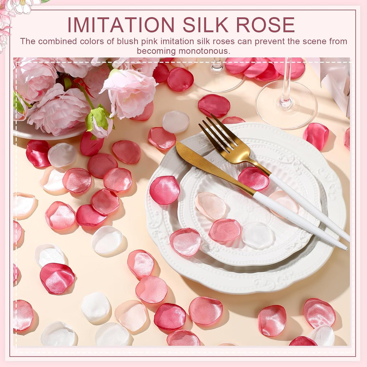 600 Pcs Pink Series Artificial Rose Flower Petals