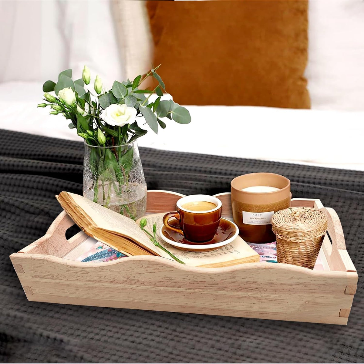 DIY Diamond Art Painting Creative Design Handmade Wooden Serving Tray Dinner Plate Partial Diamond Art Breakfast Tray for Coffee Living Room Home Organizer - Pink Heart