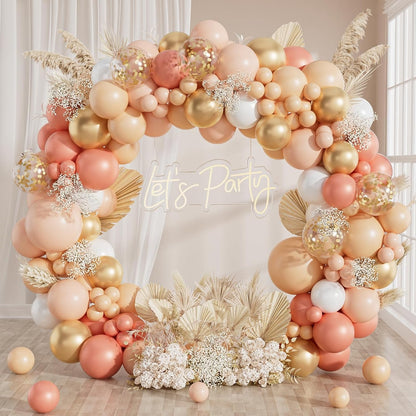 125pcs Peach Balloon Arch Kit with Pastel Orange Nude White Balloons