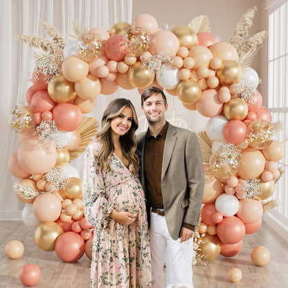 125pcs Peach Balloon Arch Kit with Pastel Orange Nude White Balloons