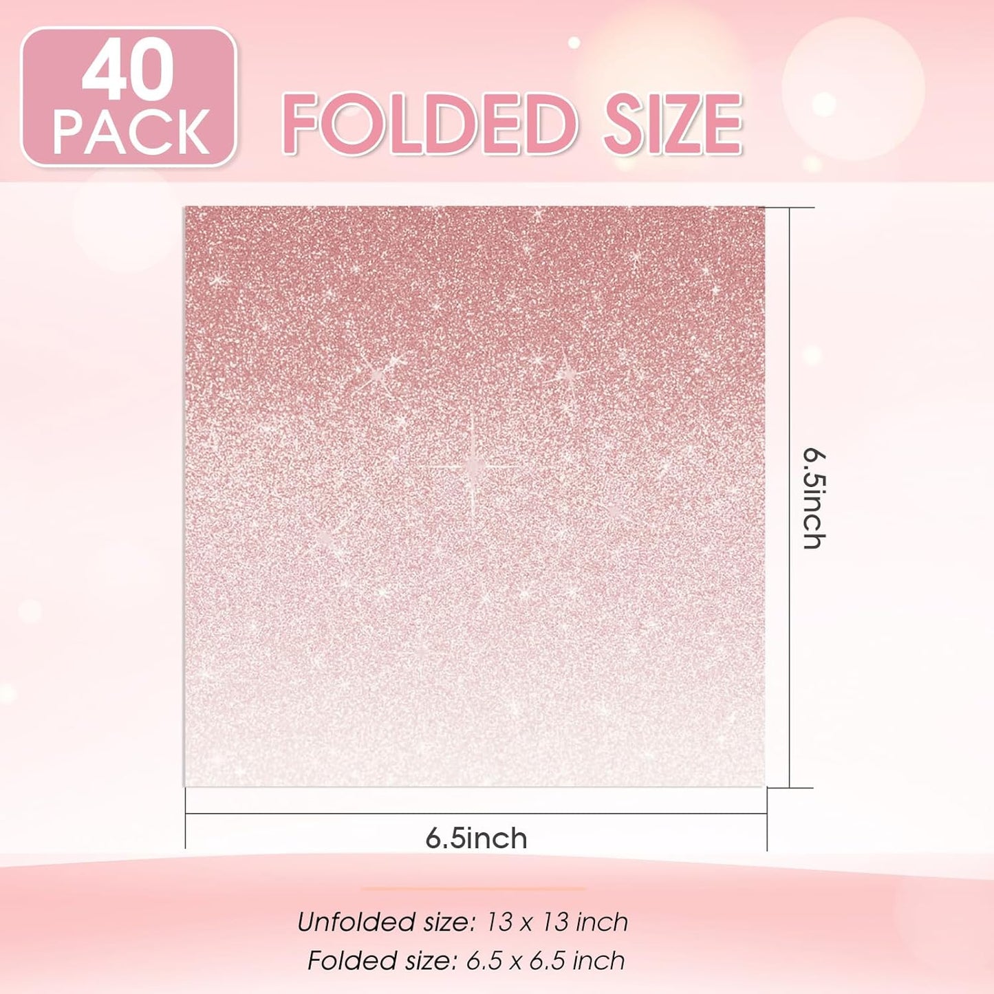 40PCS Rose Gold Party Napkins Ombre Rose Gold Napkins Disposable Paper Cocktail Napkins for Girls Women Baby Shower Anniversary Wedding Party Supplies