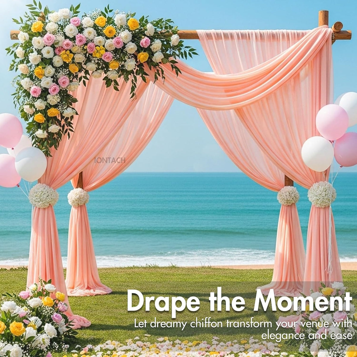 Peach Chiffon Fabric by The Yard 60 Inch X 1 Yard