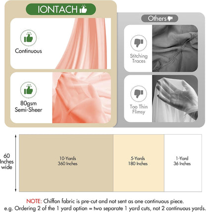Peach Chiffon Fabric by The Yard 60 Inch X 1 Yard
