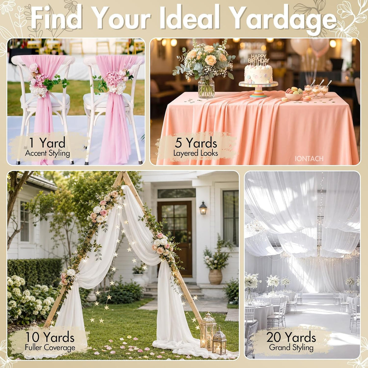 Peach Chiffon Fabric by The Yard 60 Inch X 1 Yard
