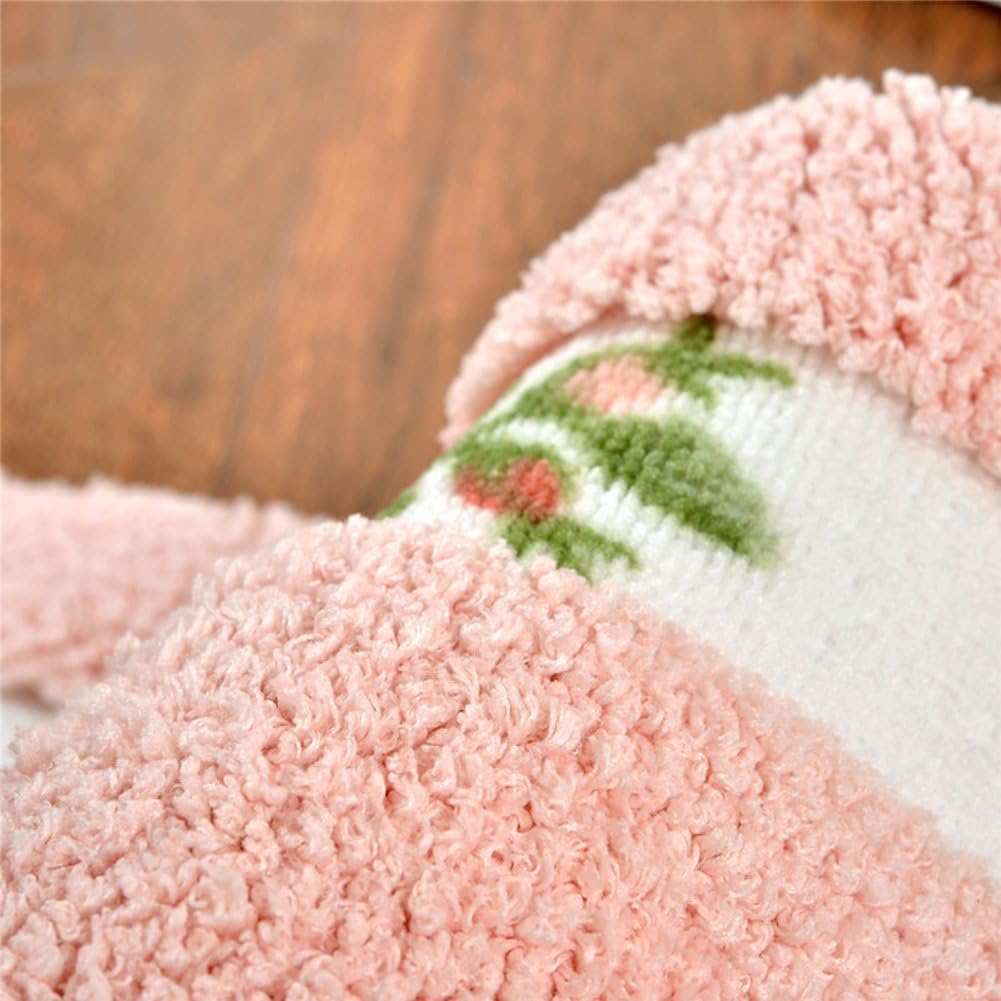 Luxurious Soft Floral Non-Slip Toilet Contour Rug, Contour Bath Rug, Soft Shaggy U-Shaped Toilet Floor Mat for Bathroom 20-By-20 Inch, Pink